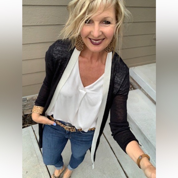 Talbots Black and White Cardigan - Picture 2 of 15